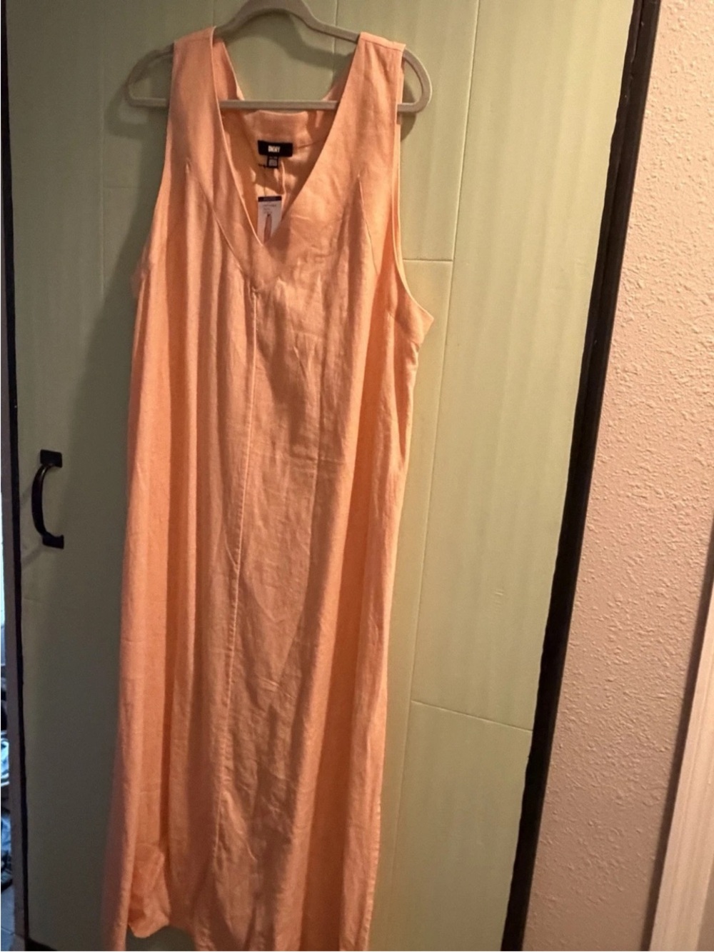 DKNYC Sleeveless Peach Maxi linen Dress xxl - Picture 2 of 6